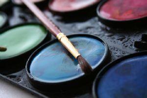 water colors with paintbrush